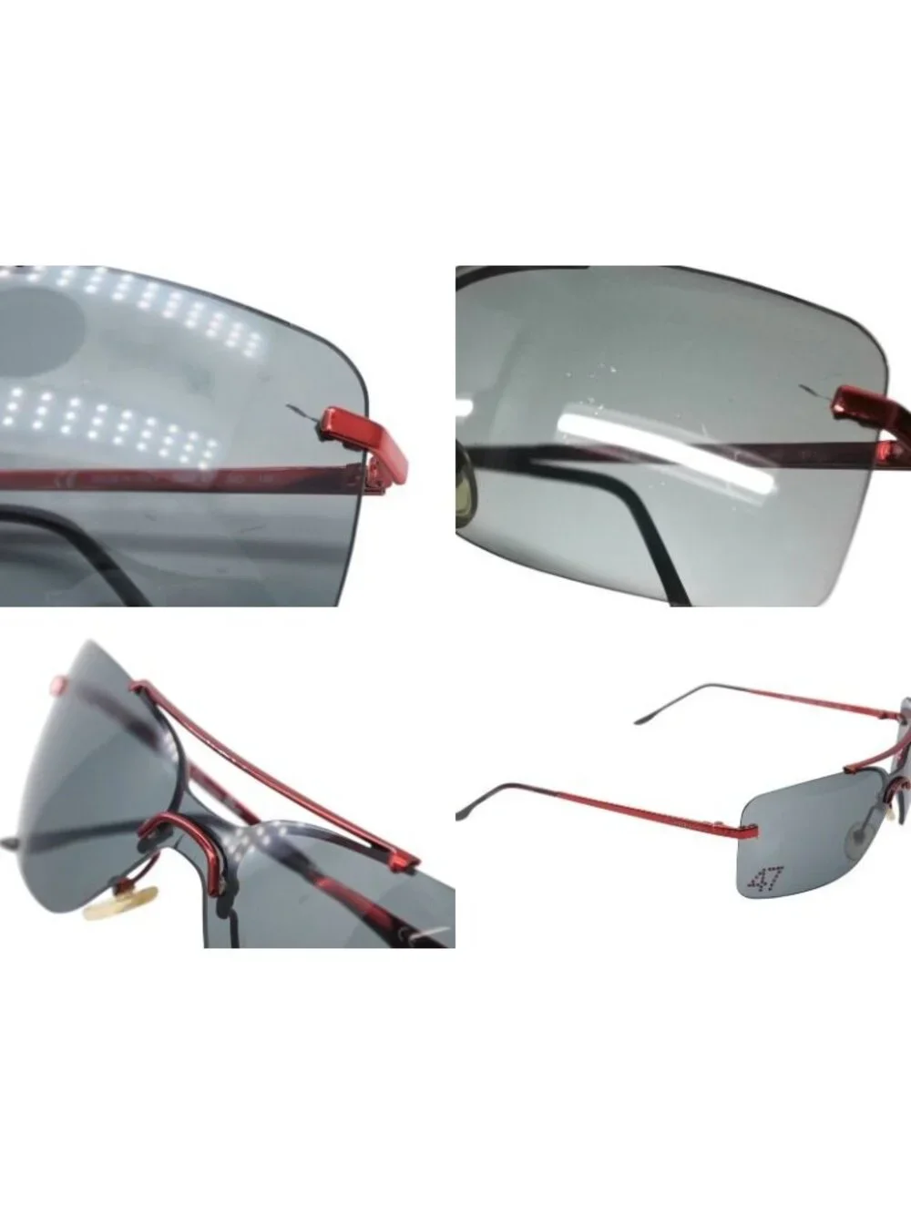 Dior Sunglasses 47 Rhinestone Metal Red Eyewear